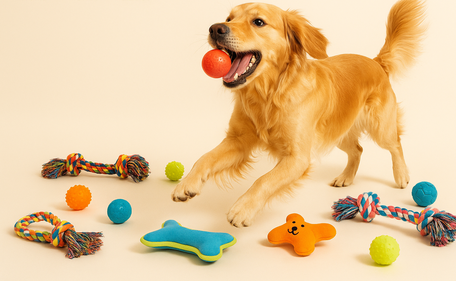 give me a homepage picture for a website selling dog toys